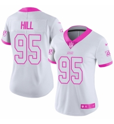 Women's Nike New York Giants #95 B.J. Hill Limited White/Pink Rush Fashion NFL Jersey