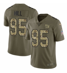 Youth Nike New York Giants #95 B.J. Hill Limited Olive/Camo 2017 Salute to Service NFL Jersey