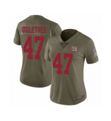 Women's New York Giants #47 Alec Ogletree Limited Olive 2017 Salute to Service Football Jersey