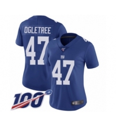 Women's New York Giants #47 Alec Ogletree Royal Blue Team Color Vapor Untouchable Limited Player 100th Season Football Jersey