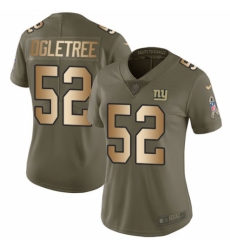Women's Nike New York Giants #52 Alec Ogletree Limited Olive/Gold 2017 Salute to Service NFL Jersey