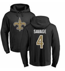 NFL Nike New Orleans Saints #4 Tom Savage Black Name & Number Logo Pullover Hoodie