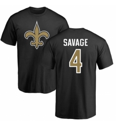 NFL Nike New Orleans Saints #4 Tom Savage Black Name & Number Logo T-Shirt