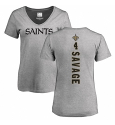 NFL Women's Nike New Orleans Saints #4 Tom Savage Ash Backer V-Neck T-Shirt