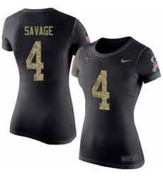 NFL Women's Nike New Orleans Saints #4 Tom Savage Black Camo Salute to Service T-Shirt