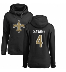 NFL Women's Nike New Orleans Saints #4 Tom Savage Black Name & Number Logo Pullover Hoodie