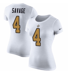 NFL Women's Nike New Orleans Saints #4 Tom Savage White Rush Pride Name & Number T-Shirt