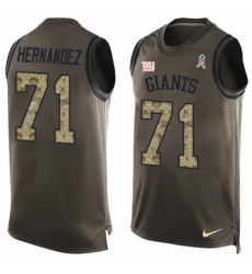 Men's Nike New York Giants #71 Will Hernandez Limited Green Salute to Service Tank Top NFL Jersey