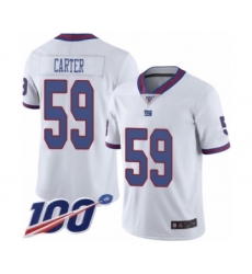 Men's New York Giants #59 Lorenzo Carter Limited White Rush Vapor Untouchable 100th Season Football Jersey