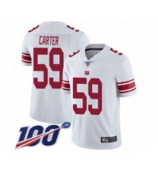 Men's New York Giants #59 Lorenzo Carter White Vapor Untouchable Limited Player 100th Season Football Jersey