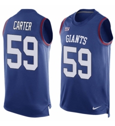 Men's Nike New York Giants #59 Lorenzo Carter Limited Royal Blue Player Name & Number Tank Top NFL Jersey