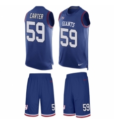 Men's Nike New York Giants #59 Lorenzo Carter Limited Royal Blue Tank Top Suit NFL Jersey