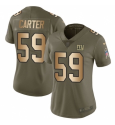 Women's Nike New York Giants #59 Lorenzo Carter Limited Olive/Gold 2017 Salute to Service NFL Jersey