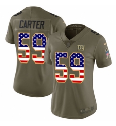 Women's Nike New York Giants #59 Lorenzo Carter Limited Olive/USA Flag 2017 Salute to Service NFL Jersey