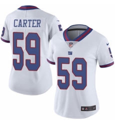 Women's Nike New York Giants #59 Lorenzo Carter Limited White Rush Vapor Untouchable NFL Jersey