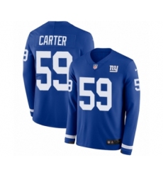Youth Nike New York Giants #59 Lorenzo Carter Limited Royal Blue Therma Long Sleeve NFL Jersey
