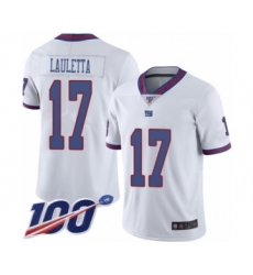 Men's New York Giants #17 Kyle Lauletta Limited White Rush Vapor Untouchable 100th Season Football Jersey