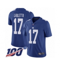 Men's New York Giants #17 Kyle Lauletta Royal Blue Team Color Vapor Untouchable Limited Player 100th Season Football Jersey
