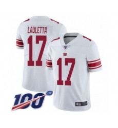 Men's New York Giants #17 Kyle Lauletta White Vapor Untouchable Limited Player 100th Season Football Jersey