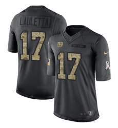 Men's Nike New York Giants #17 Kyle Lauletta Limited Black 2016 Salute to Service NFL Jersey