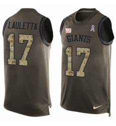 Men's Nike New York Giants #17 Kyle Lauletta Limited Green Salute to Service Tank Top NFL Jersey