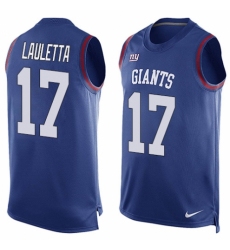 Men's Nike New York Giants #17 Kyle Lauletta Limited Royal Blue Player Name & Number Tank Top NFL Jersey