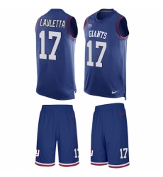 Men's Nike New York Giants #17 Kyle Lauletta Limited Royal Blue Tank Top Suit NFL Jersey