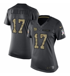 Women's Nike New York Giants #17 Kyle Lauletta Limited Black 2016 Salute to Service NFL Jersey