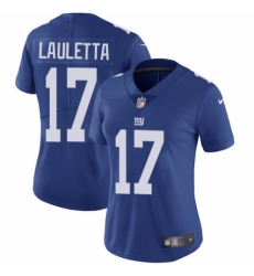 Women's Nike New York Giants #17 Kyle Lauletta Royal Blue Team Color Vapor Untouchable Elite Player NFL Jersey