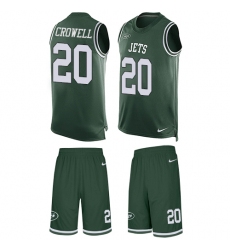 Men's Nike New York Jets #20 Isaiah Crowell Limited Green Tank Top Suit NFL Jersey