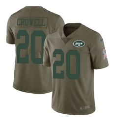 Men's Nike New York Jets #20 Isaiah Crowell Limited Olive 2017 Salute to Service NFL Jersey