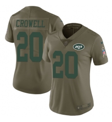 Women's Nike New York Jets #20 Isaiah Crowell Limited Olive 2017 Salute to Service NFL Jersey
