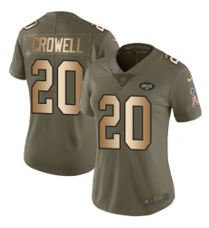 Women's Nike New York Jets #20 Isaiah Crowell Limited Olive Gold 2017 Salute to Service NFL Jersey