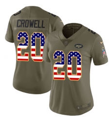 Women's Nike New York Jets #20 Isaiah Crowell Limited Olive USA Flag 2017 Salute to Service NFL Jersey