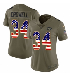 Women's Nike New York Jets #34 Isaiah Crowell Limited Olive/USA Flag 2017 Salute to Service NFL Jersey