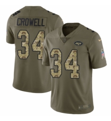 Youth Nike New York Jets #34 Isaiah Crowell Limited Olive/Camo 2017 Salute to Service NFL Jersey