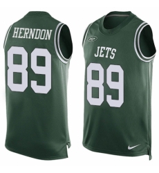 Men's Nike New York Jets #89 Chris Herndon Limited Green Player Name & Number Tank Top NFL Jersey