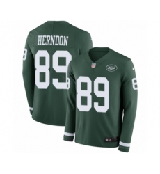 Men's Nike New York Jets #89 Chris Herndon Limited Green Therma Long Sleeve NFL Jersey