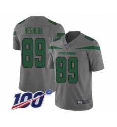 Youth New York Jets #89 Chris Herndon Limited Gray Inverted Legend 100th Season Football Jersey