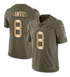 Men's Nike New York Jets #8 Cairo Santos Limited Olive/Gold 2017 Salute to Service NFL Jersey