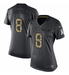 Women's Nike New York Jets #8 Cairo Santos Limited Black 2016 Salute to Service NFL Jersey
