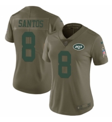 Women's Nike New York Jets #8 Cairo Santos Limited Olive 2017 Salute to Service NFL Jersey