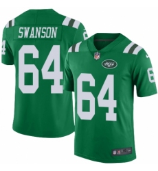 Men's Nike New York Jets #64 Travis Swanson Elite Green Rush Vapor Untouchable NFL Jersey