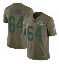 Men's Nike New York Jets #64 Travis Swanson Limited Olive 2017 Salute to Service NFL Jersey