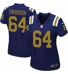 Women's Nike New York Jets #64 Travis Swanson Limited Navy Blue Alternate NFL Jersey