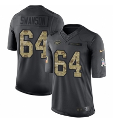Youth Nike New York Jets #64 Travis Swanson Limited Black 2016 Salute to Service NFL Jersey