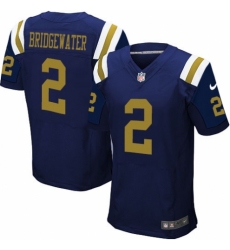 Men's Nike New York Jets #2 Teddy Bridgewater Elite Navy Blue Alternate NFL Jersey
