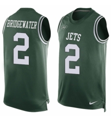 Men's Nike New York Jets #2 Teddy Bridgewater Limited Green Player Name & Number Tank Top NFL Jersey