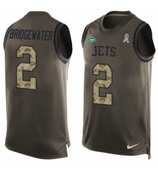 Men's Nike New York Jets #2 Teddy Bridgewater Limited Green Salute to Service Tank Top NFL Jersey