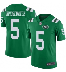 Men's Nike New York Jets #5 Teddy Bridgewater Elite Green Rush Vapor Untouchable NFL Jersey